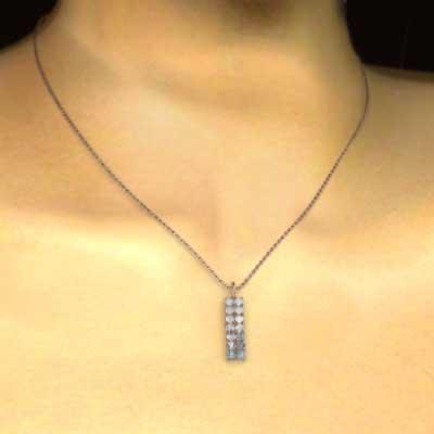 k10ピンクゴールド 3月誕生石 プレート ペンダントネックレス アクアマリンの画像