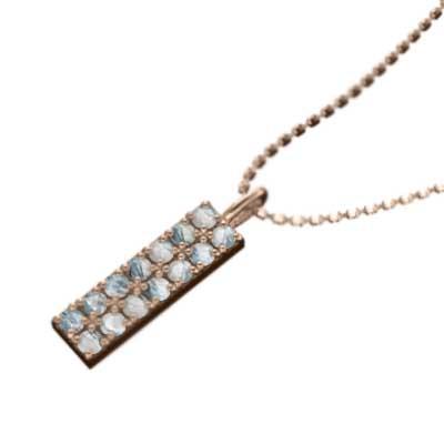 k10ピンクゴールド 3月誕生石 プレート ペンダントネックレス アクアマリンの画像