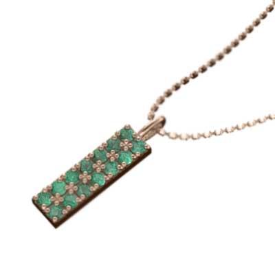 ネックレスジュエリー ピンクゴールドk10 5月の誕生石 プレート エメラルドの画像