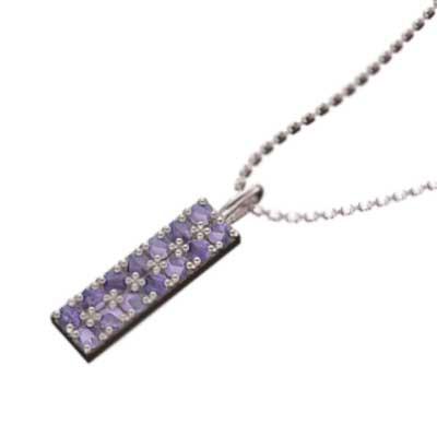 プレート k10ホワイトゴールド アメジスト 2月の誕生石 ネックレスジュエリーの画像