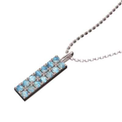 11月の誕生石 プレート ペンダントトップとネックレス ブルートパーズ(青) Pt900の画像