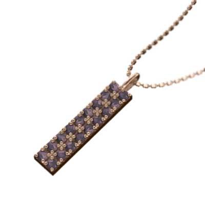 アメシスト(紫水晶) 10金ピンクゴールド ペンダント 2月誕生石 プレートの画像