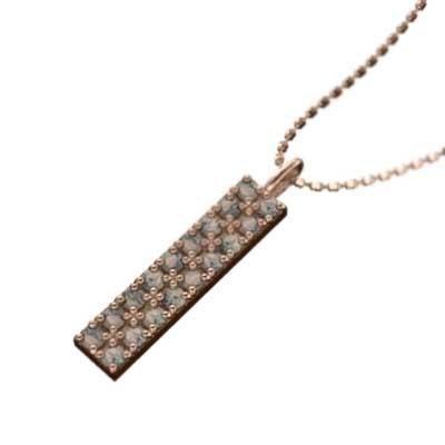 3月の誕生石 プレート ペンダントトップとネックレス アクアマリン 18金ピンクゴールドの画像