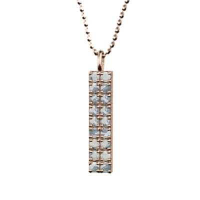 3月の誕生石 プレート ペンダントトップとネックレス アクアマリン 18金ピンクゴールドの画像