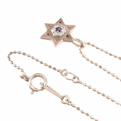 スター ペンダントネックレス アメジスト(紫水晶) 六芒星 2月の誕生石 18金ピンクゴールドの画像