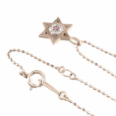 ピンクトルマリン 18金ピンクゴールド ペンダントネックレス スター 六芒星 10月の誕生石の画像