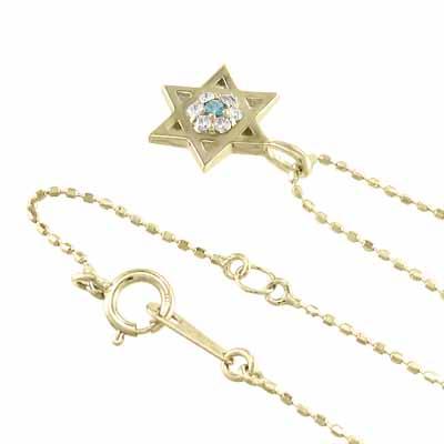 スター 11月の誕生石 ブルートパーズ 六芒星 ペンダントネックレス k18イエローゴールドの画像