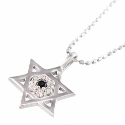 プラチナ900 4月の誕生石 スター 六芒星 ペンダント ブラックダイヤモンドの画像