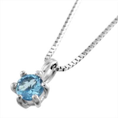 11月の誕生石 Pt900 ブルートパーズ(青) 一粒石 ペンダントネックレスの画像
