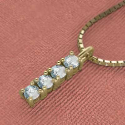 3月誕生石 アクアマリン ペンダントトップとネックレス k18の画像
