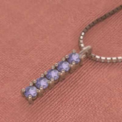 ファイブストーン 2月誕生石 ピンクゴールドk18 ペンダントネックレス アメジスト(紫水晶)の画像