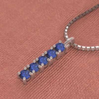 ファイブストーン ペンダント 9月の誕生石 白金（プラチナ）900 サファイア(青)の画像