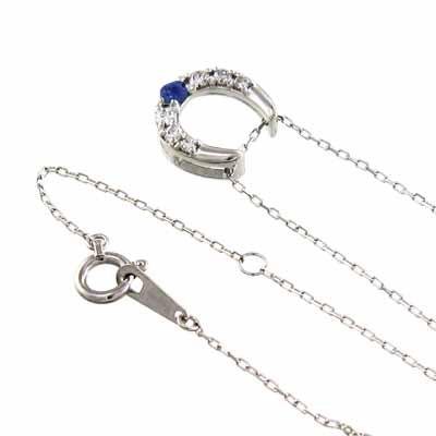 9月の誕生石 Pt900 ペンダントネックレス 馬蹄 サファイア(青)の画像