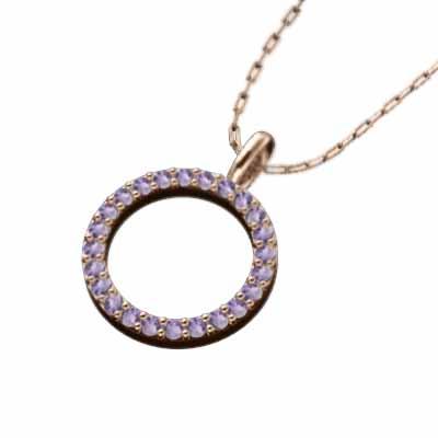2月の誕生石 ピンクゴールドk18 アメジスト(紫水晶) ネックレスジュエリーの画像