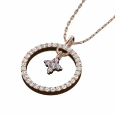 10金ピンクゴールド ペンダントトップとネックレス クロス 12月誕生石 タンザナイトの画像