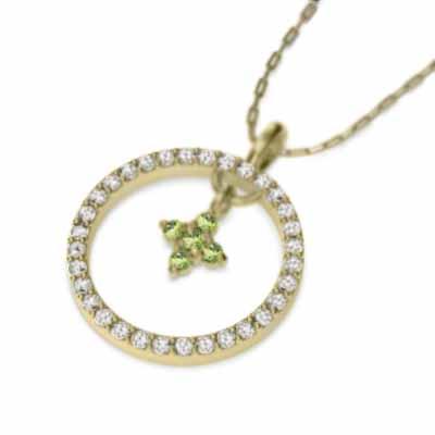 ペンダントトップとネックレス 8月の誕生石 クロス k18イエローゴールド ペリドットの画像