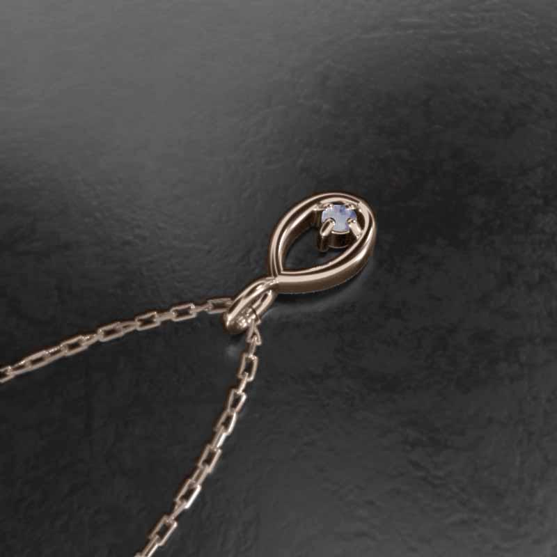 一粒石 12月の誕生石 ペンダントトップとネックレス タンザナイト k10ピンクゴールドの画像
