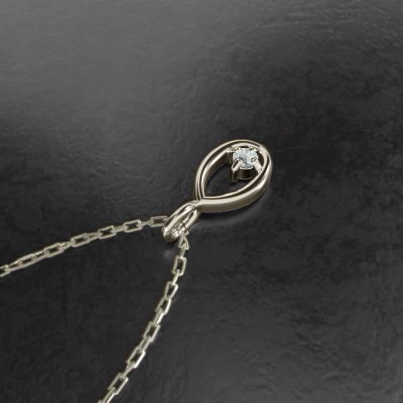 一粒石 K10 ペンダントネックレス アクアマリン 3月の誕生石の画像
