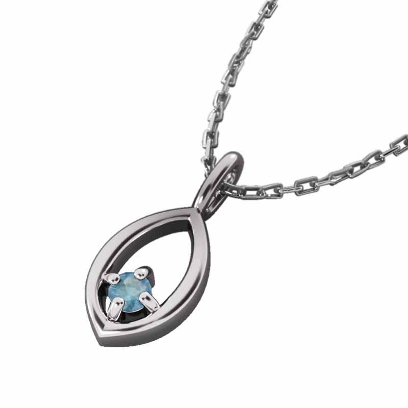 ペンダントトップとネックレス ブルートパーズ(青) 白金（プラチナ）900 11月の誕生石 一粒石の画像