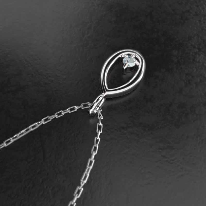 一粒石 3月の誕生石 ネックレスジュエリー ホワイトゴールドk10 アクアマリンの画像