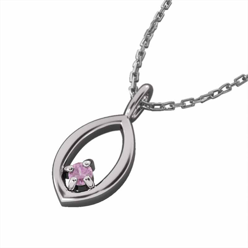一粒石 9月誕生石 10金ホワイトゴールド ネックレスジュエリー ピンクサファイヤの画像