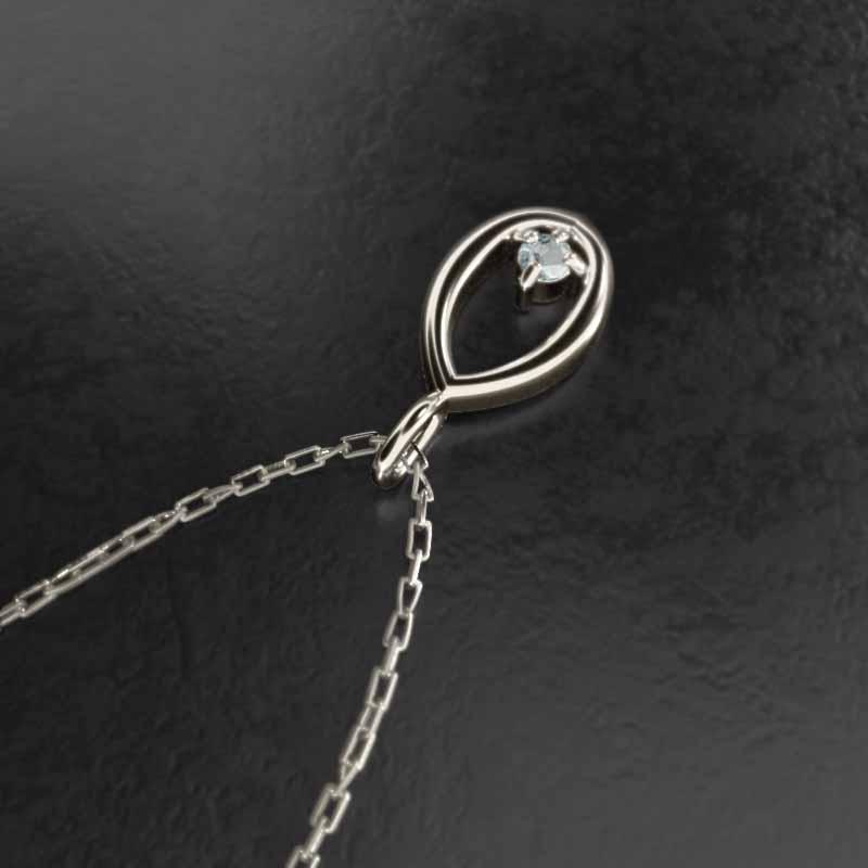 3月の誕生石 一粒石 K10 アクアマリン ペンダントネックレスの画像