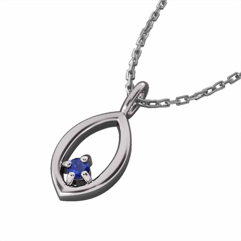 ペンダント 9月の誕生石 サファイア プラチナ900 一粒石の画像