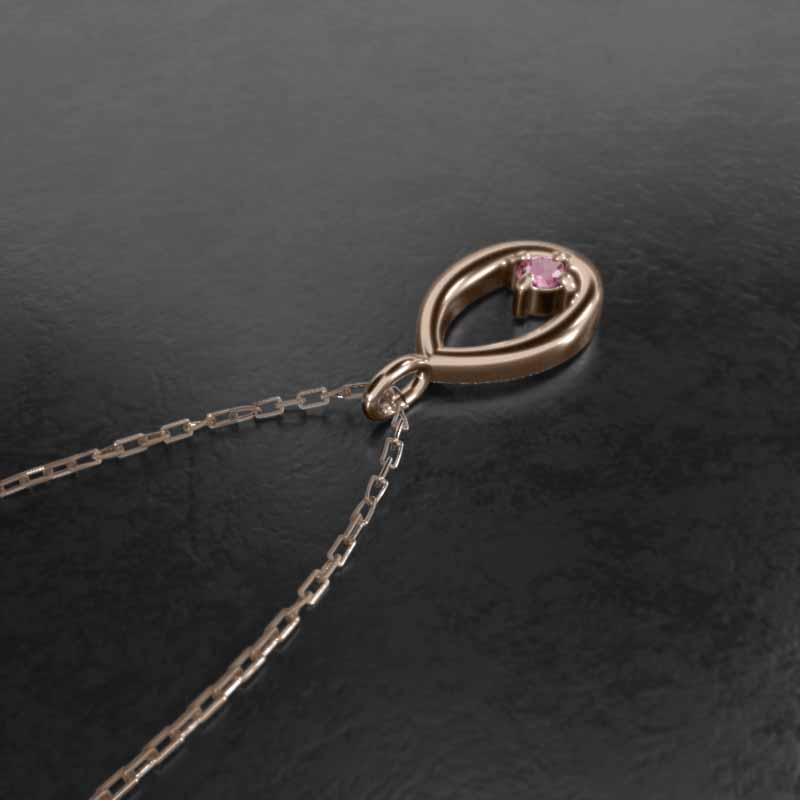 ピンクトルマリン 一粒石 ネックレスジュエリー 10月の誕生石 k10ピンクゴールドの画像