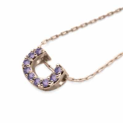 アメジスト(紫水晶) 馬蹄 ネックレスジュエリー ピンクゴールドk10 小サイズ 2月の誕生石の画像