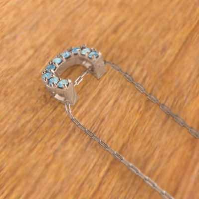 k10ピンクゴールド ブルートパーズ ペンダントネックレス 11月誕生石 中サイズ 馬蹄の画像