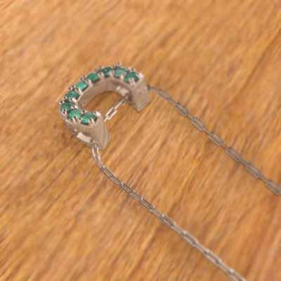 エメラルド 5月誕生石 馬蹄 ペンダントネックレス k10ピンクゴールド 中サイズの画像