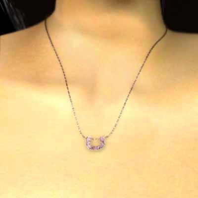 ペンダントネックレス 10月の誕生石 ピンクトルマリン ピンクゴールドk10 中サイズ 馬蹄の画像