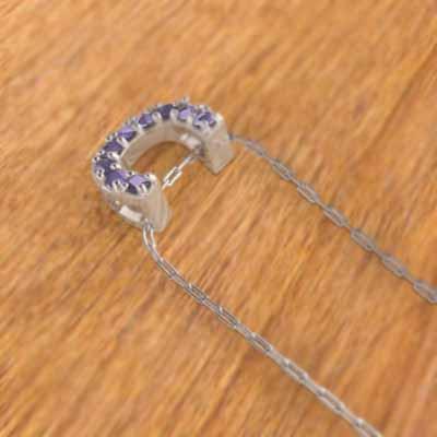中サイズ 馬蹄 2月の誕生石 ネックレスジュエリー k10ホワイトゴールド アメジストの画像