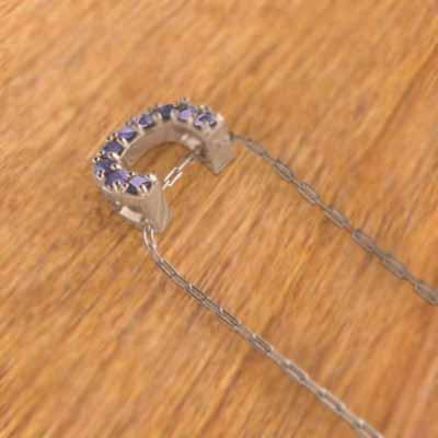 アメシスト ペンダントトップとネックレス k18ピンクゴールド 馬蹄 2月の誕生石 中サイズの画像