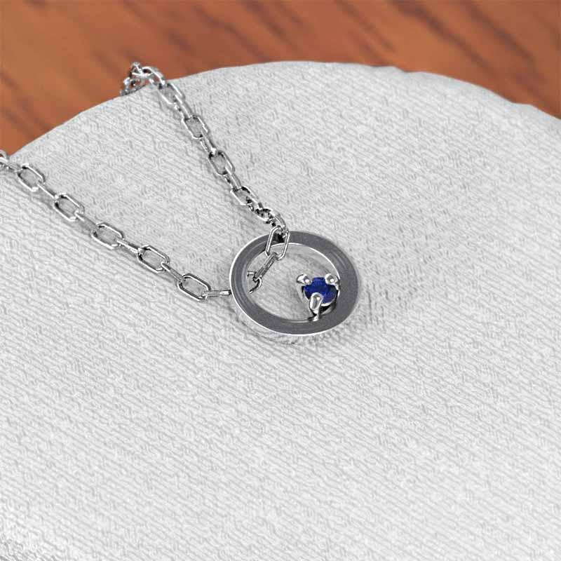 9月誕生石 ペンダント プラチナ900 小サイズ 一粒石 サファイアの画像