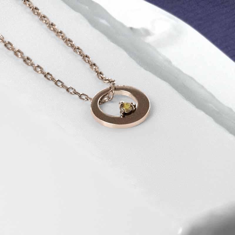 シトリントパーズ ペンダントトップとネックレス 一粒石 k10ピンクゴールド 大サイズ 11月誕生石の画像