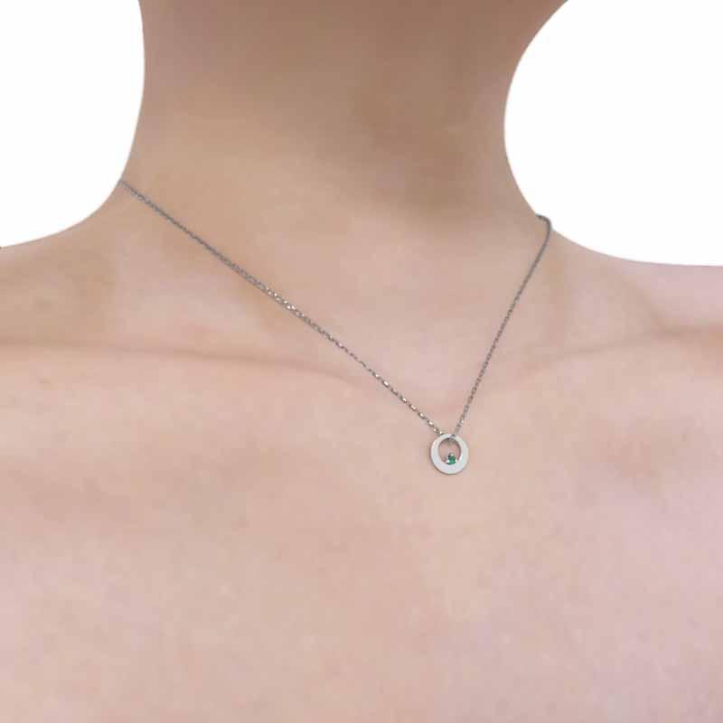 一粒石 大サイズ ペンダントトップとネックレス 5月誕生石 エメラルド プラチナ900の画像