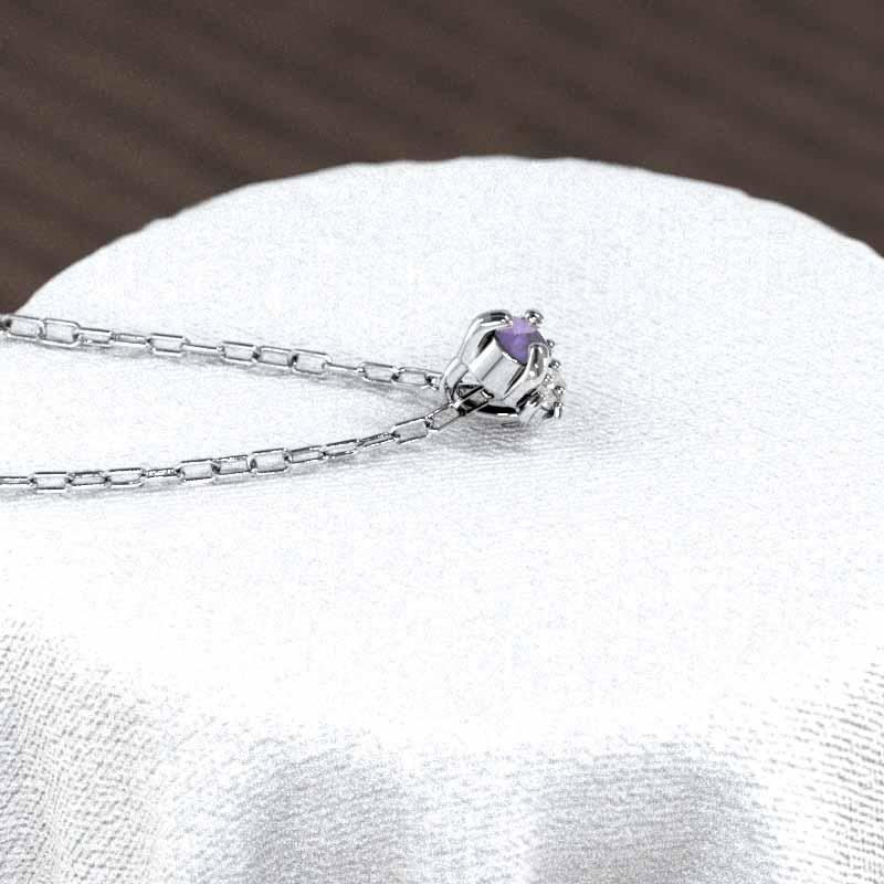 アメシスト(紫水晶) 2月の誕生石 k10ホワイトゴールド ぷち ペンダントの画像