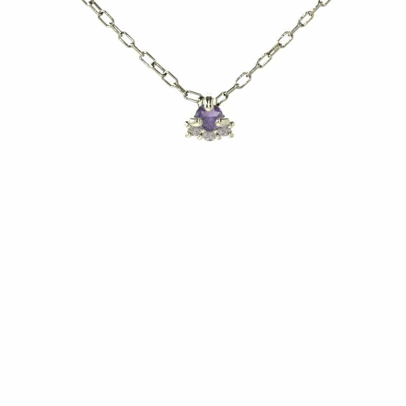 k10イエローゴールド 2月誕生石 ペンダントネックレス ぷち アメジスト(紫水晶)の画像