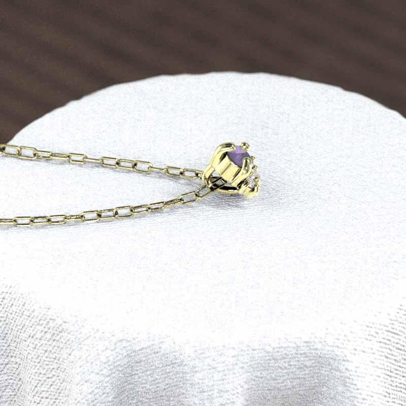 k10イエローゴールド 2月誕生石 ペンダントネックレス ぷち アメジスト(紫水晶)の画像