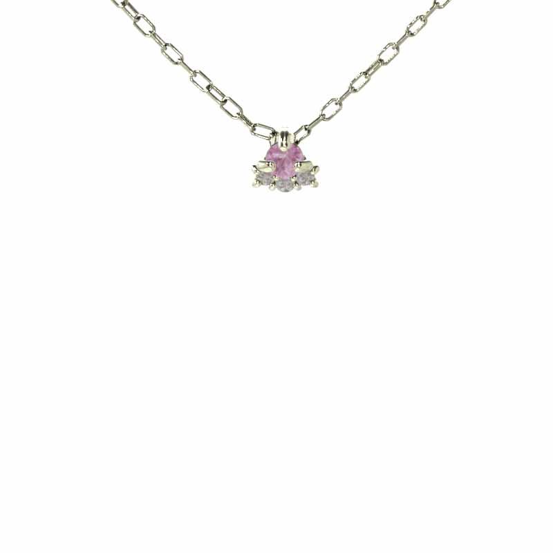k10イエローゴールド ピンクサファイヤ ぷち ペンダントトップとネックレス 9月の誕生石の画像