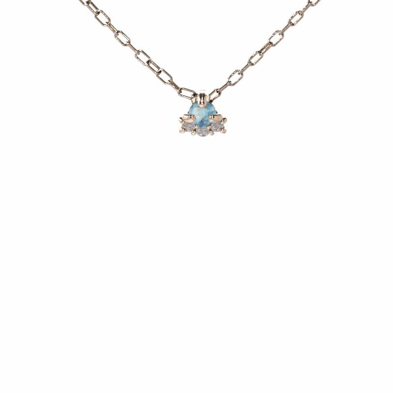 ペンダント 11月の誕生石 ぷち ブルートパーズ(青) 18金ピンクゴールドの画像