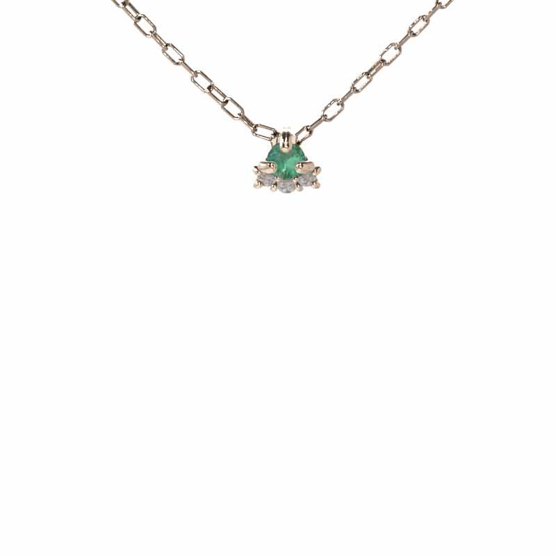 ペンダントトップとネックレス 5月の誕生石 ぷち エメラルド k18ピンクゴールドの画像