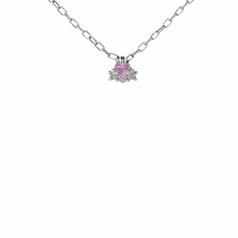 ペンダントトップとネックレス k18ホワイトゴールド 9月の誕生石 ぷち ピンクサファイアの画像