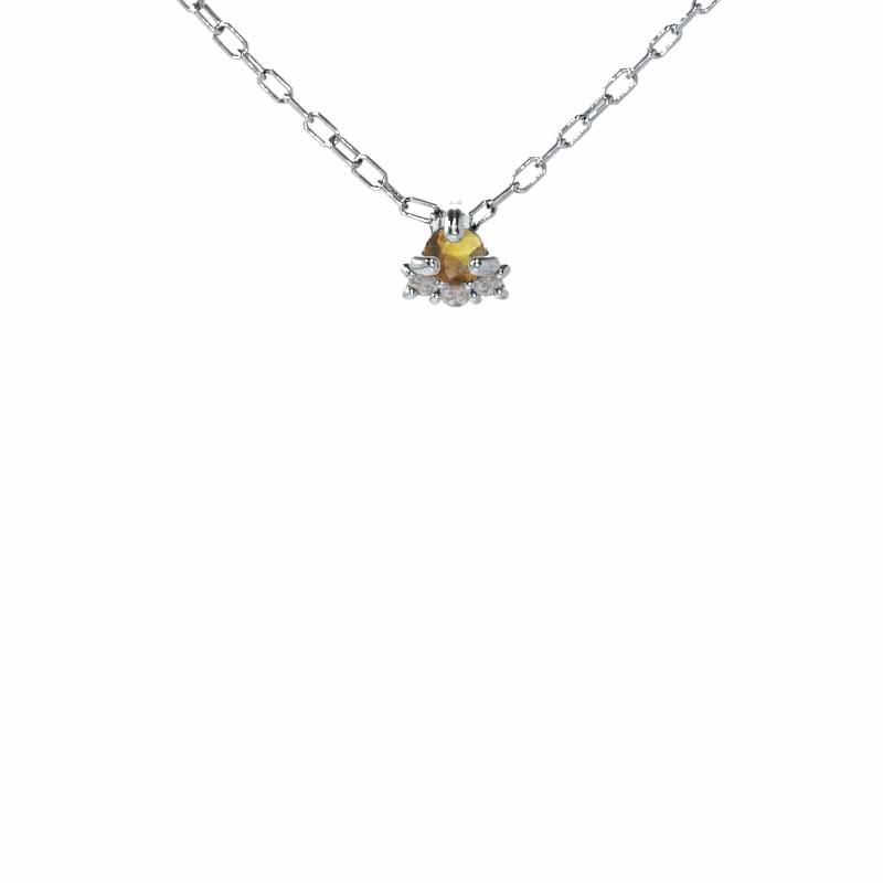 11月誕生石 Pt900 ぷち シトリントパーズ ペンダントトップとネックレスの画像