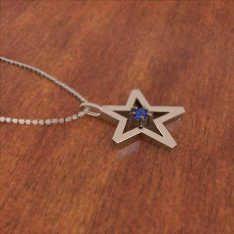一粒石 スター サファイア(青) ペンダントネックレス 9月の誕生石 10金ピンクゴールドの画像