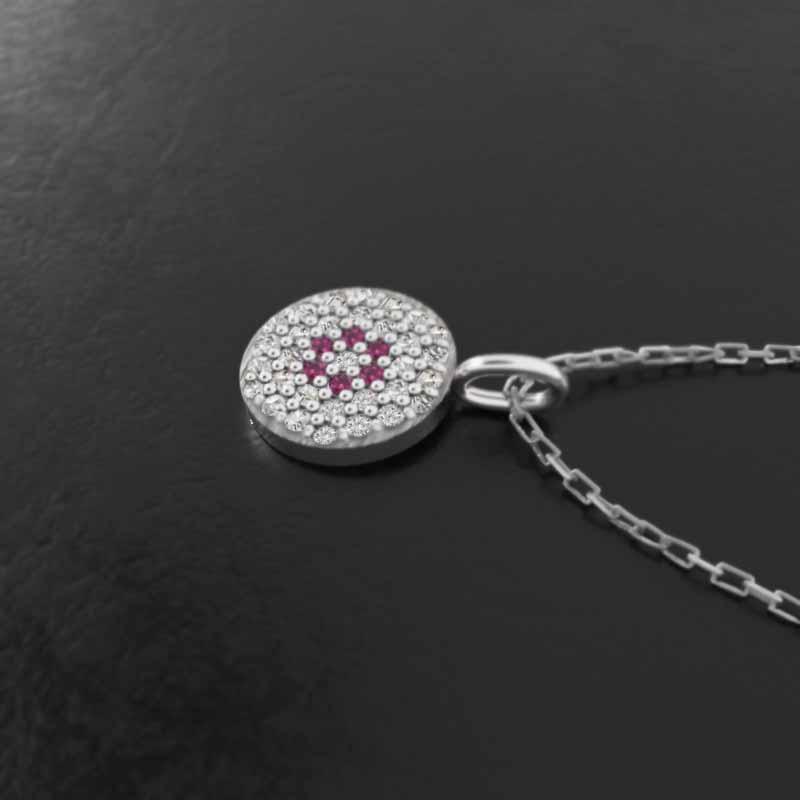 10mm幅 ルビー 7月の誕生石 ペンダントトップとネックレス プラチナ900 石敷き詰めシリーズの画像
