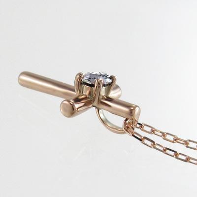 4月誕生石 約0.07カラット 天然ダイヤモンド k10ピンクゴールド ペンダント 一粒石 クロスの画像