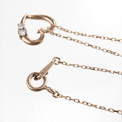 ハート ペンダントトップとネックレス 4月誕生石 k10ピンクゴールド 約0.05カラット 天然ダイヤの画像