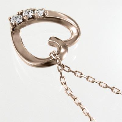 ハート 4月誕生石 k10ピンクゴールド ペンダントネックレス 約0.07カラット 天然ダイヤモンド スリーストーンの画像